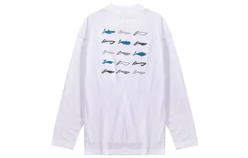 Li Ning Sports Fashion Collection T Shirts Men's White Crew Neck Moderate Straight Fit