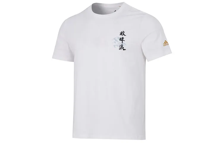 Adidas T-Shirts Men's White Crew Neck Moderate Straight Fit