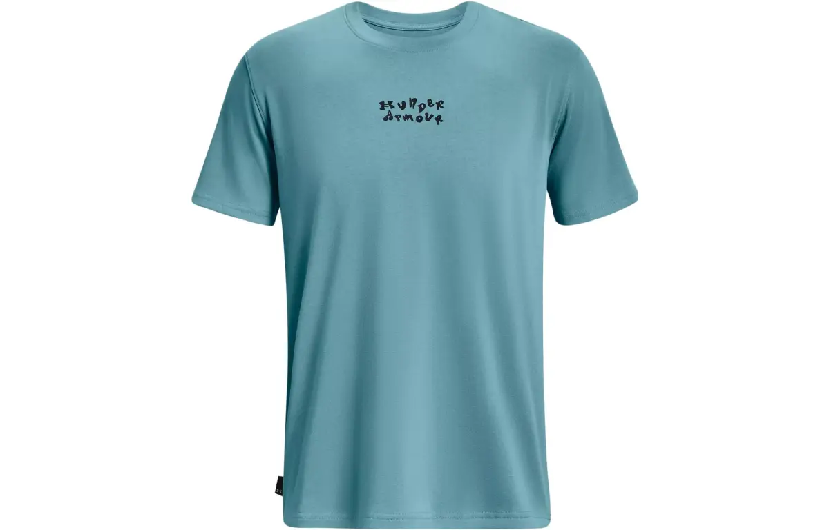 Under Armour T-Shirts Men's Serene Aqua Blue Crew Neck Moderate Straight Fit