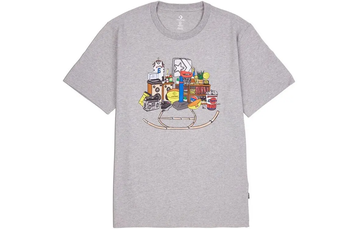 Converse T-Shirts Men's Gray Crew Neck Moderate Straight Fit