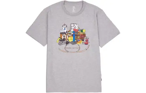 Converse T Shirts Men's Gray Crew Neck Moderate Straight Fit