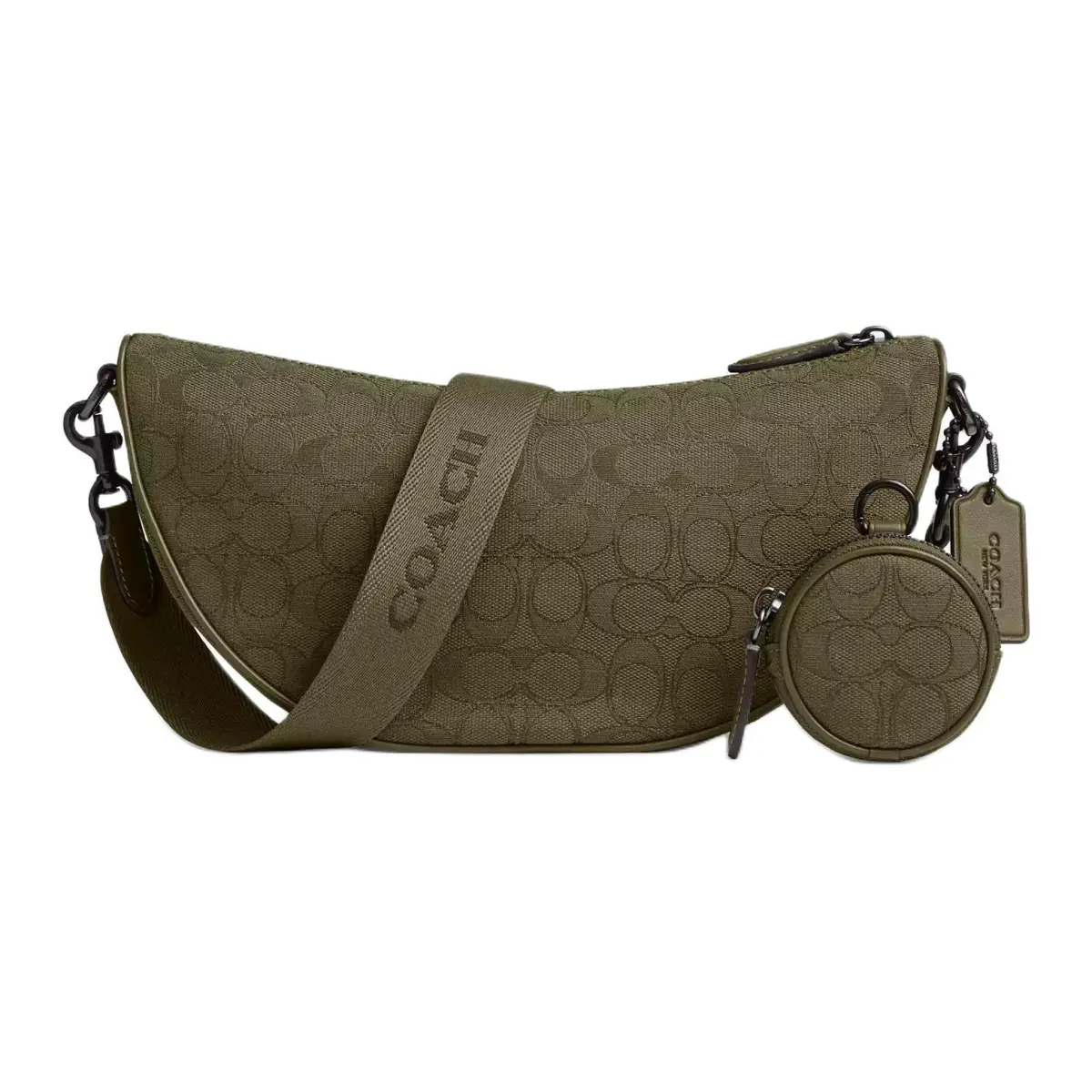 COACH HALL Jacquard Fabric With Calfskin Crossbody Bags Large Men's Olive Umber