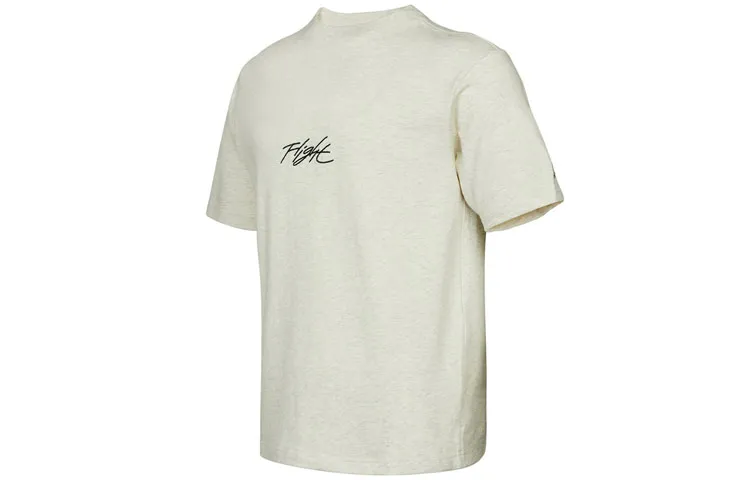 Jordan Flight Essentials T Shirts Men's Ecru Crew Neck Moderate Straight Fit