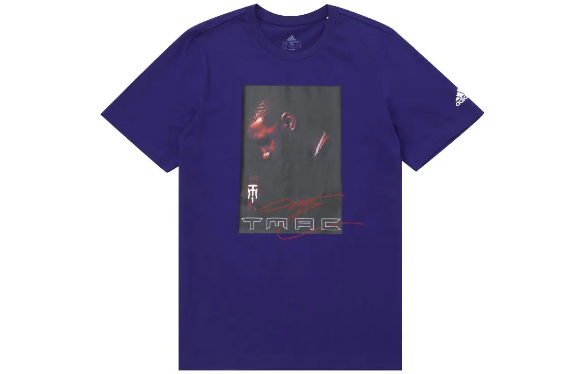 Adidas T-Shirts Men's Blue Crew Neck Moderate Straight Fit