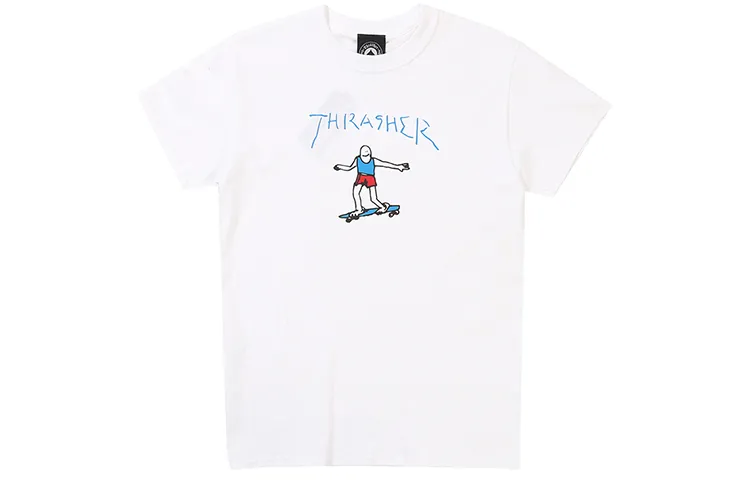 Thrasher T Shirts Unisex White Crew Neck Moderate Heavyweight