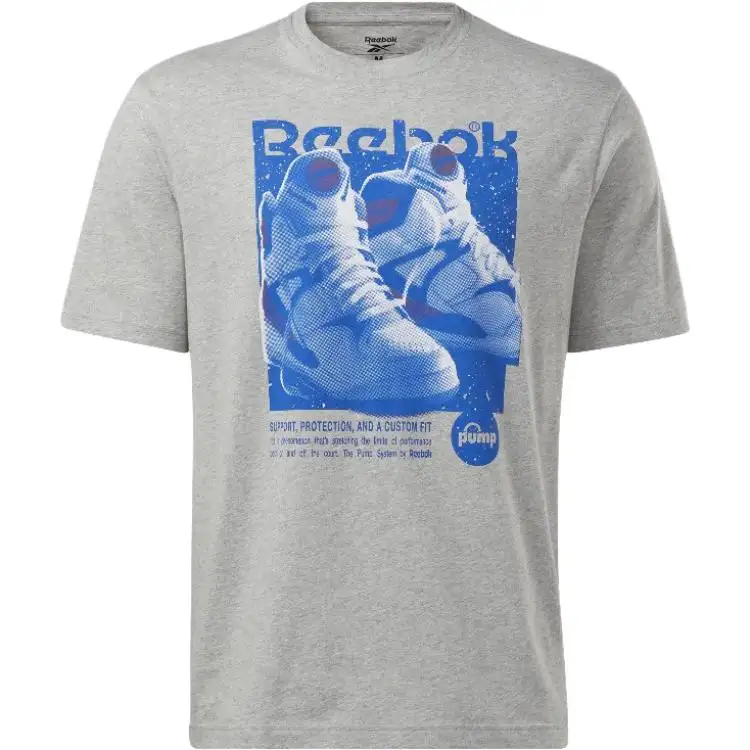 Reebok T Shirts Men's Gray Crew Neck Thin Straight Fit
