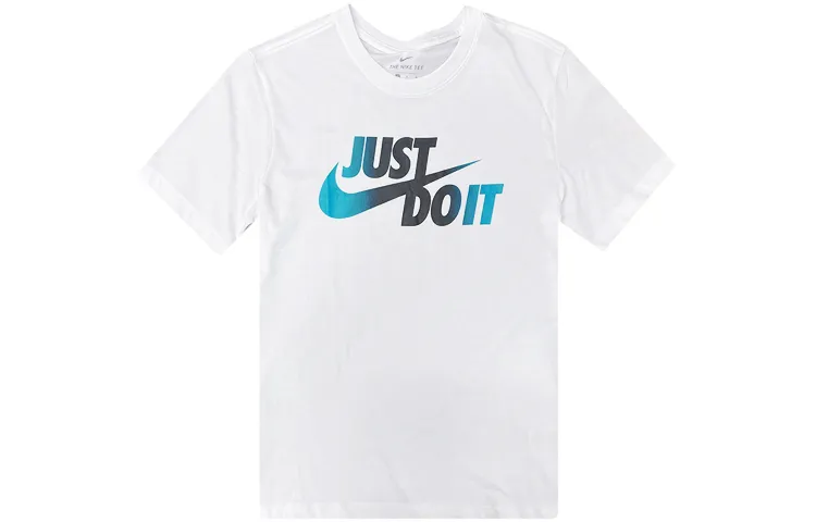 Nike T-Shirts Men's White Crew Neck Moderate Straight Fit