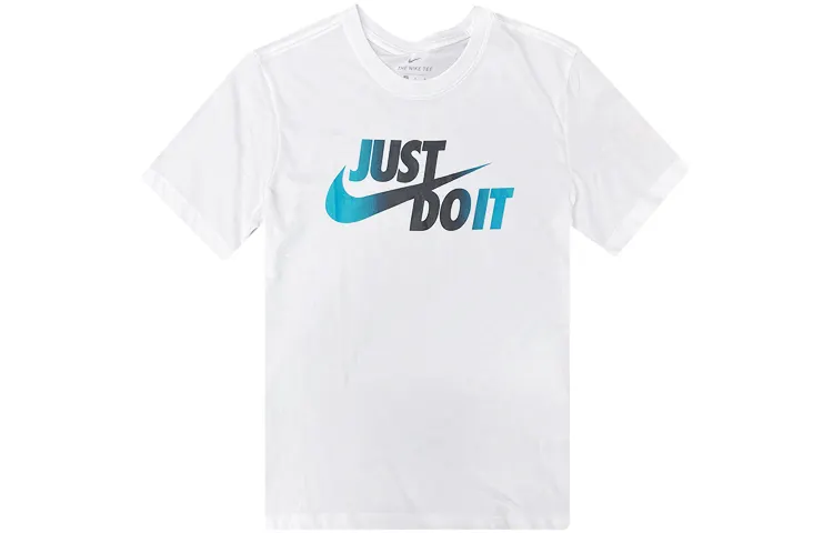 Nike T Shirts Men's White Crew Neck Moderate Straight Fit
