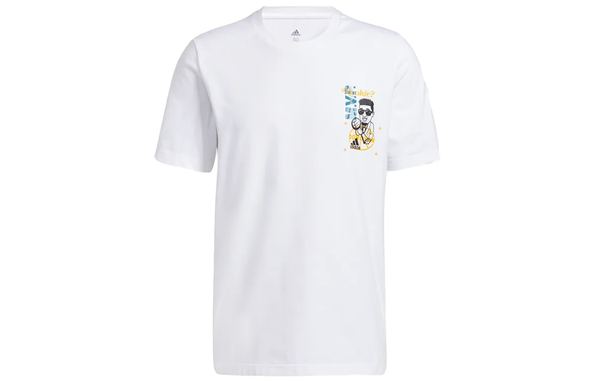 Adidas T-Shirts Men's White Crew Neck Moderate Straight Fit