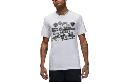 Jordan T Shirts Men's White Crew Neck Moderate Straight Fit