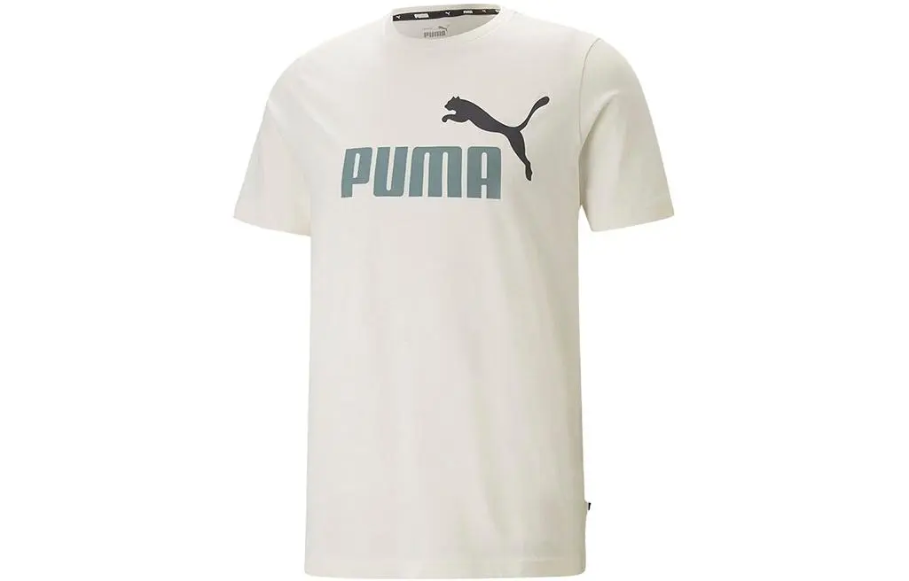 PUMA T-Shirts Men's Ecru Crew Neck Moderate Straight Fit
