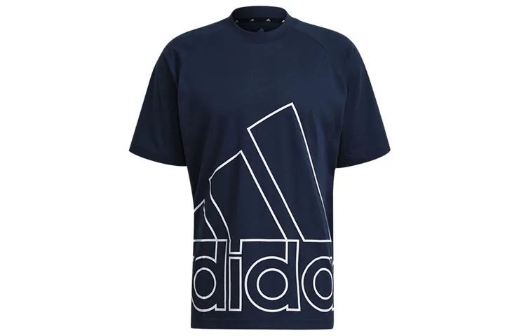Adidas T-Shirts Men's Navy Blue Crew Neck Moderate Straight Fit