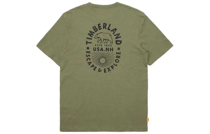 Timberland T Shirts Men's Green Crew Neck Moderate Straight Fit