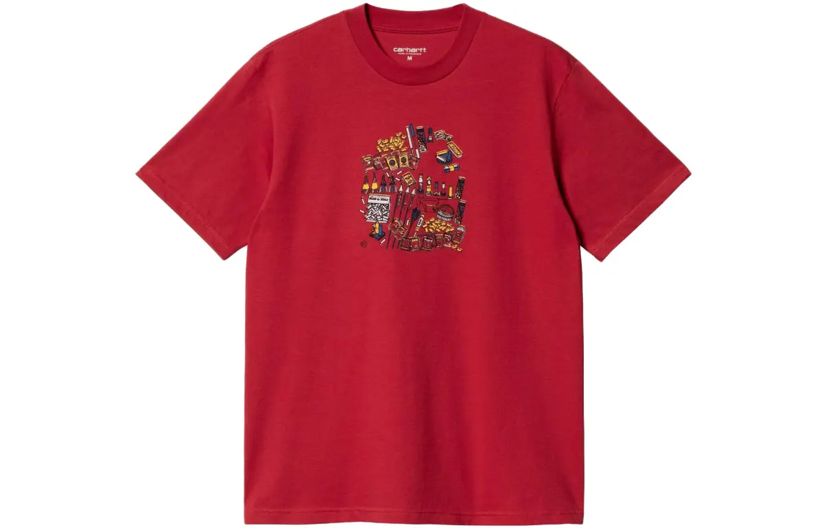Carhartt WIP T-Shirts Men's Red Crew Neck Moderate