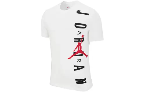 Jordan T Shirts Men's White Crew Neck Moderate Straight Fit