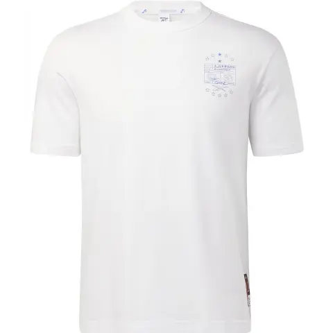 Reebok T-Shirts Men's White Crew Neck Moderate Straight Fit