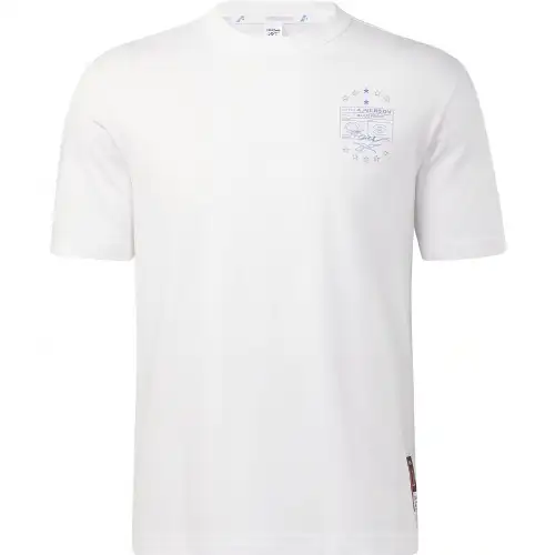 Reebok T Shirts Men's White Crew Neck Moderate Straight Fit