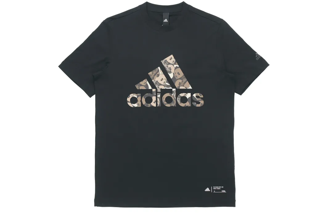 Adidas T Shirts Unisex Black Crew Neck Moderate Straight Fit