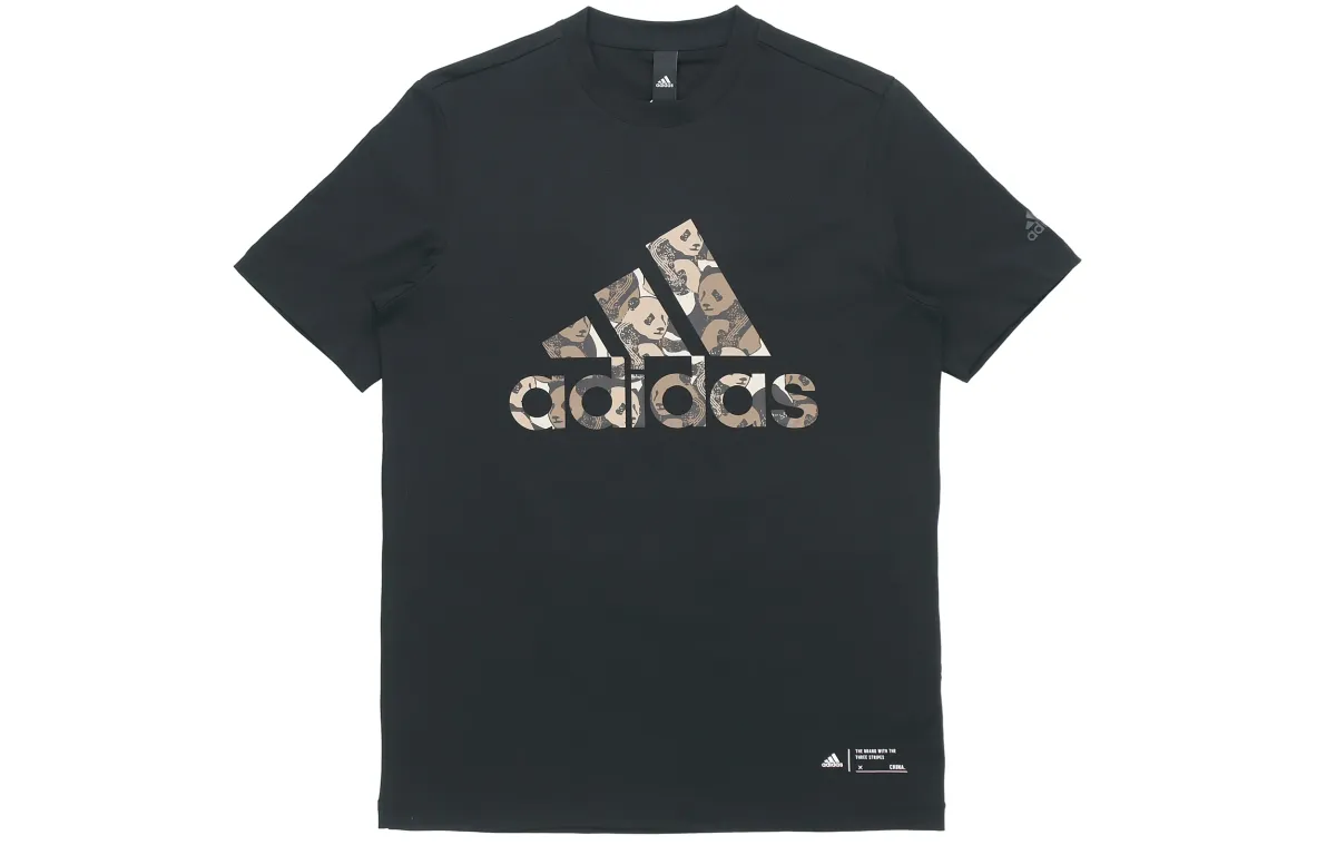 Adidas T-Shirts Unisex Black Crew Neck Moderate Straight Fit