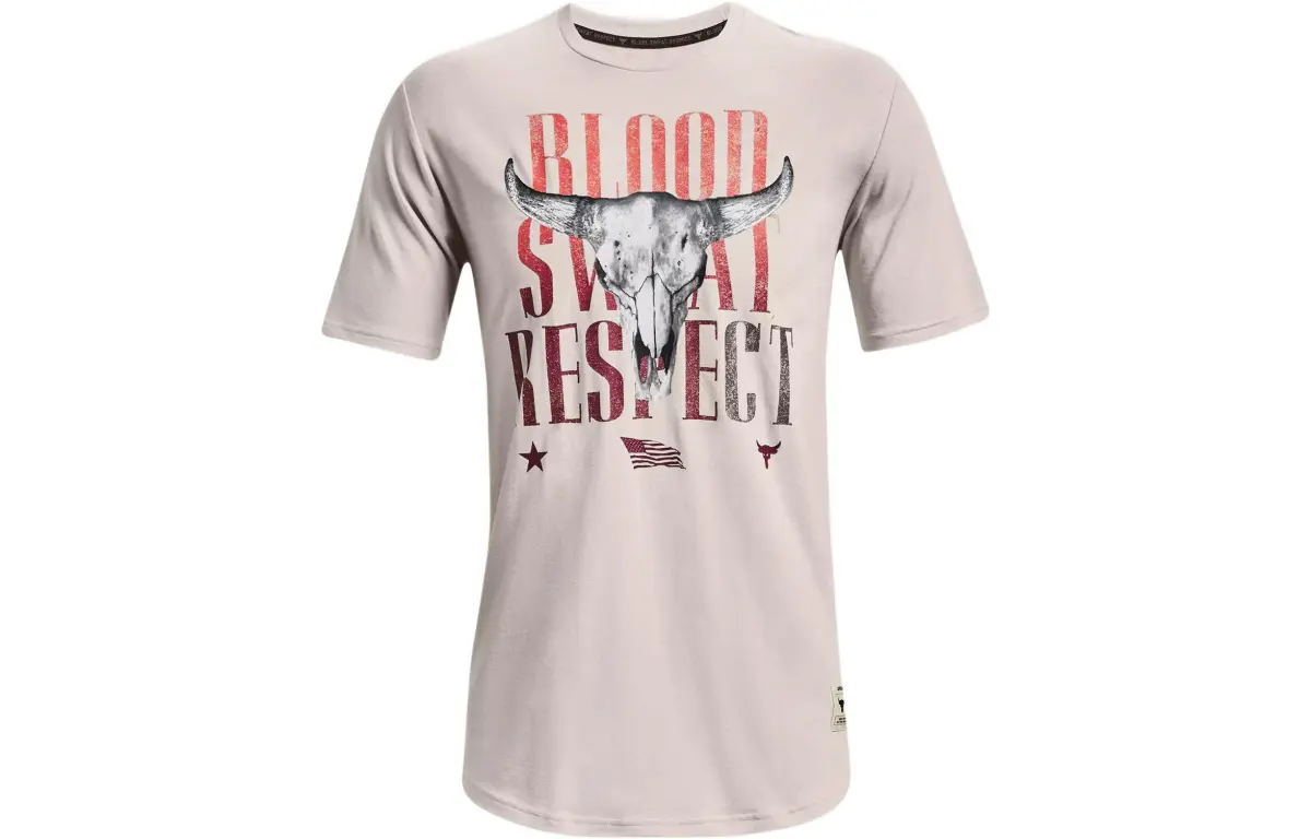 Under Armour Project Rock Set in Sleeve T Shirt Men's Agate White