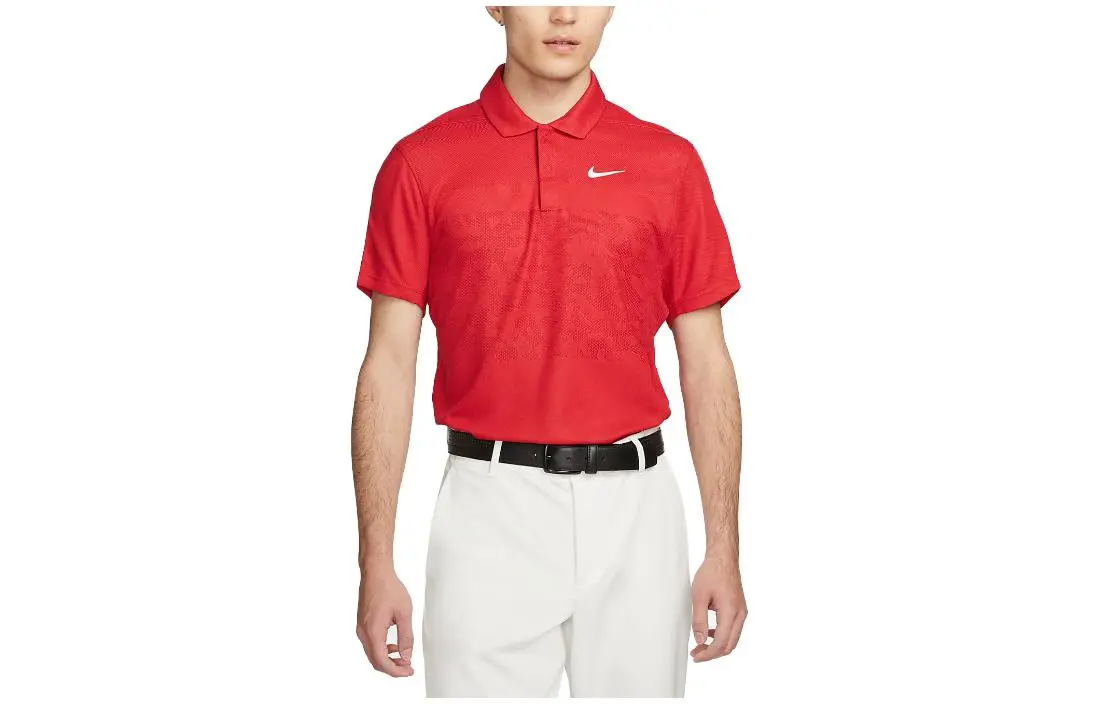 Nike T-Shirts Men's Red Polo Collar Moderate Straight Fit