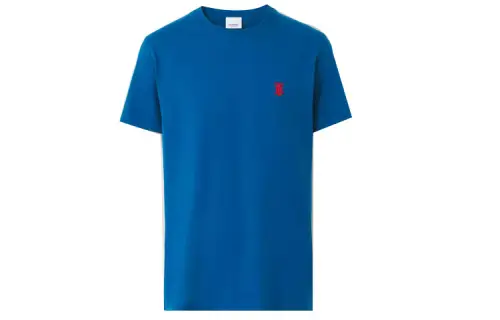 Burberry T Shirts Men's Blue Crew Neck Moderate Straight Fit