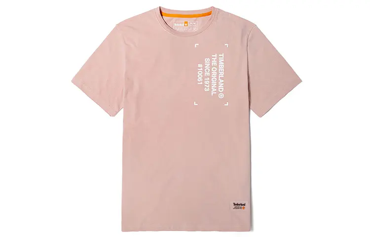 Timberland T Shirts Men's Light Pink Crew Neck Moderate Straight Fit