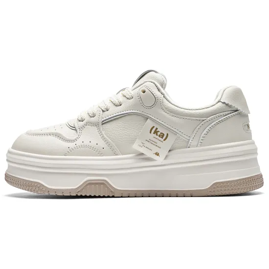 Kappa Back to Back Anti Slip And Wear Resistant Height Increasing Low Top Skateboard Shoes Women's Classic White