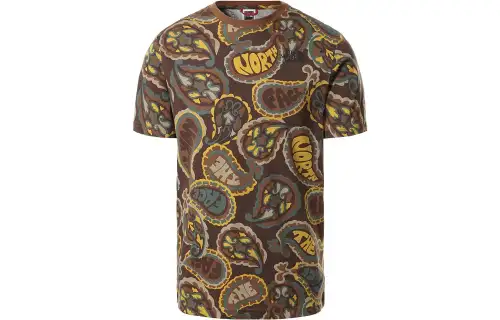 THE NORTH FACE T Shirts Men's Brown Crew Neck Moderate Straight Fit
