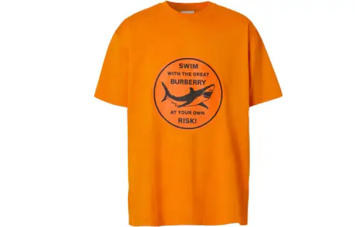 Burberry T Shirts Men's Deep Orange Crew Neck Moderate Straight Fit