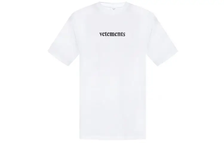 Vetements T Shirts Men's White Crew Neck Moderate Straight Fit