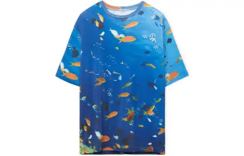 LOEWE T Shirts Men's Blue Crew Neck Moderate Straight Fit