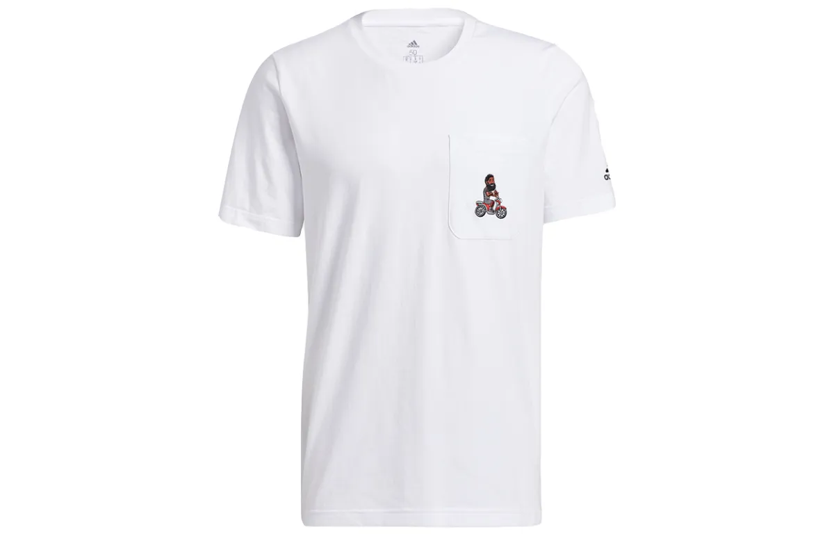Adidas T-Shirts Men's White Crew Neck Moderate Straight Fit