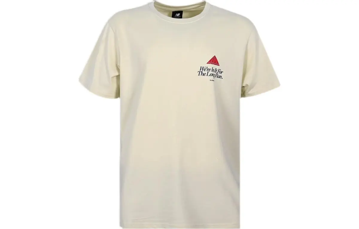 New Balance ANB T-Shirts Men's Ecru Crew Neck Moderate Straight Fit