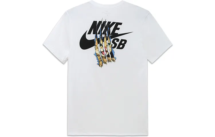 Nike T-Shirts Men's White Crew Neck Moderate Straight Fit