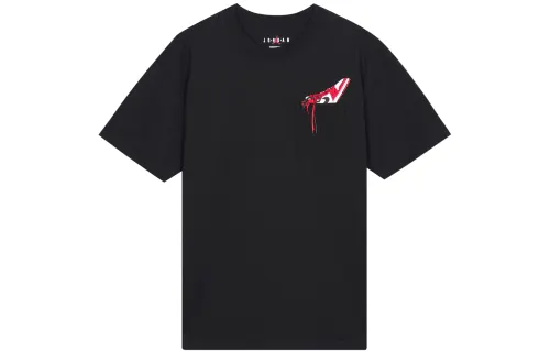 Jordan T Shirts Men's Black Crew Neck Moderate Straight Fit