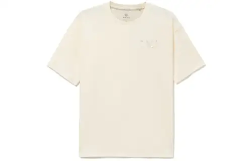 Li Ning T Shirts Men's Beige Crew Neck Moderate Straight Fit