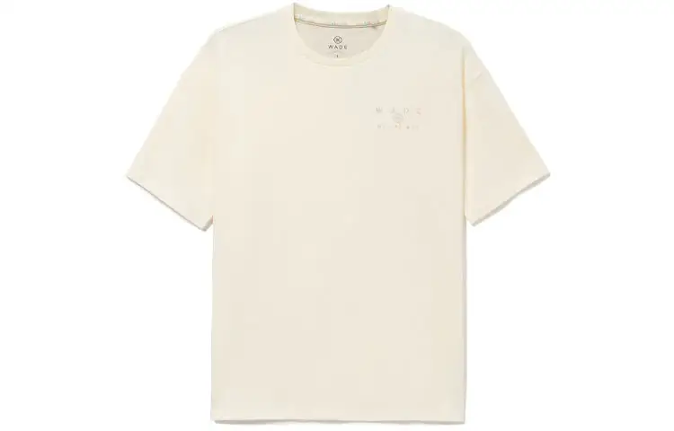 Li Ning T Shirts Men's Beige Crew Neck Moderate Straight Fit