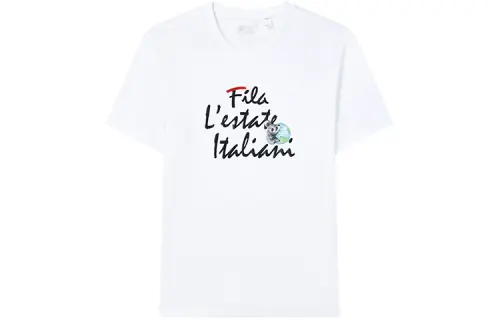 FILA T Shirts Unisex Standard White Crew Neck Moderate Straight Fit