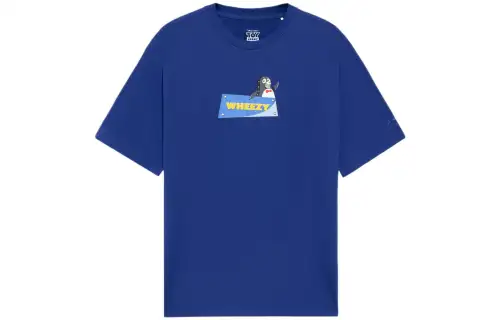 Li Ning X Disney Toy Story T Shirts Unisex Dark Blue Crew Neck Moderate Straight Fit