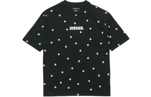 Jordan T Shirts Men's Black Crew Neck Moderate Straight Fit