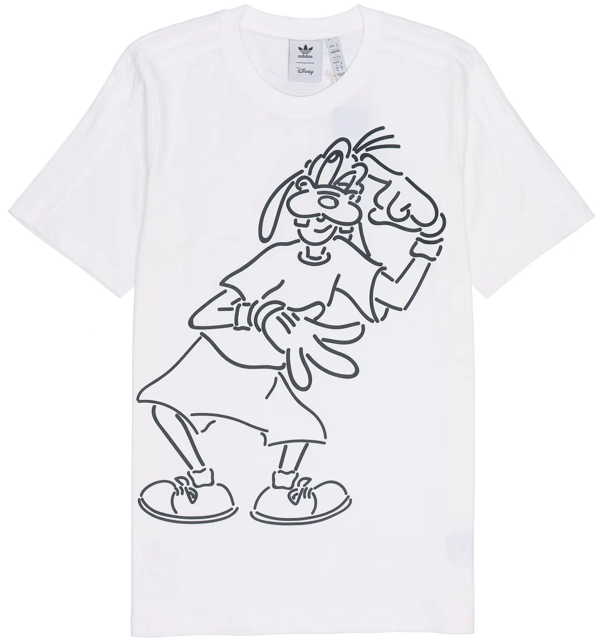 Adidas X Disney Men's Retro Goofy Print Striped T-Shirt White