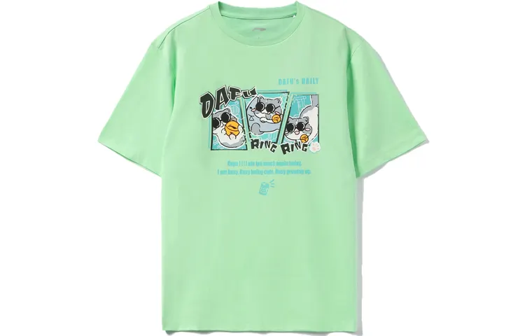 Li Ning Sports Fashion Collection T Shirts Unisex Light Mint Green Crew Neck Moderate