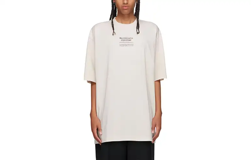 Balenciaga T Shirts Men's White Crew Neck Moderate Straight Fit