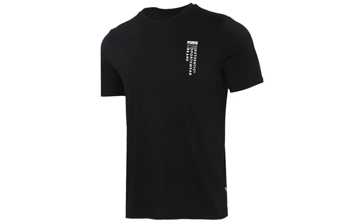 PUMA T-Shirts Men's Black Crew Neck Moderate Straight Fit