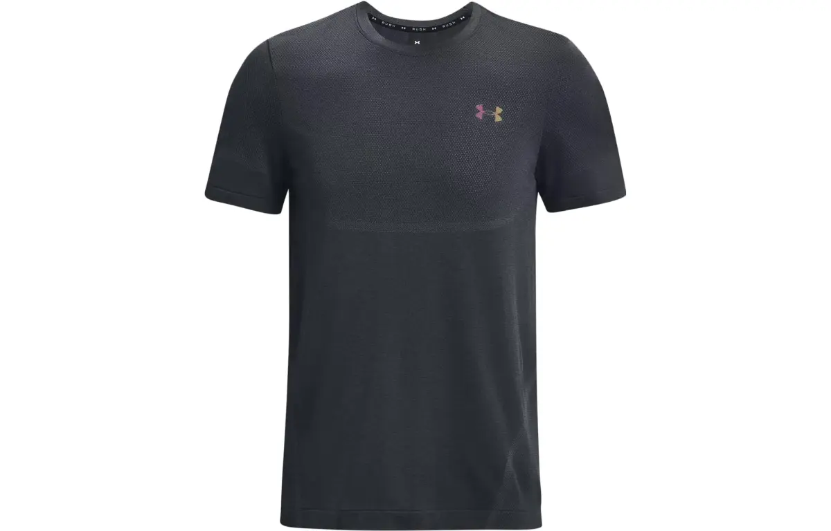 Under Armour T-Shirts Men's Peach Gray Crew Neck Moderate Straight Fit