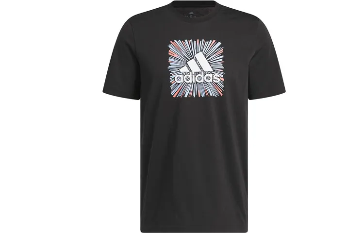 Adidas T-Shirts Men's Black Crew Neck Moderate Straight Fit
