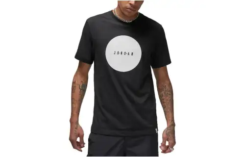 Jordan T Shirts Men's Black Crew Neck Moderate Straight Fit