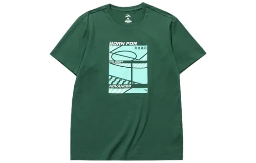 ANTA T Shirts Men's Green Crew Neck Moderate Straight Fit