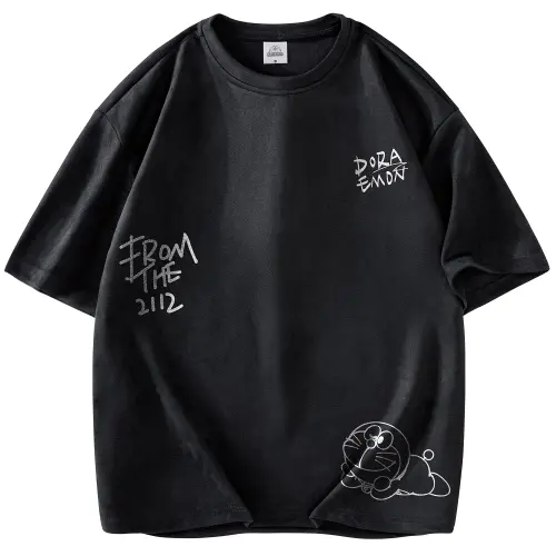 Doraemon T Shirts Unisex Crew Neck Moderate Straight Fit